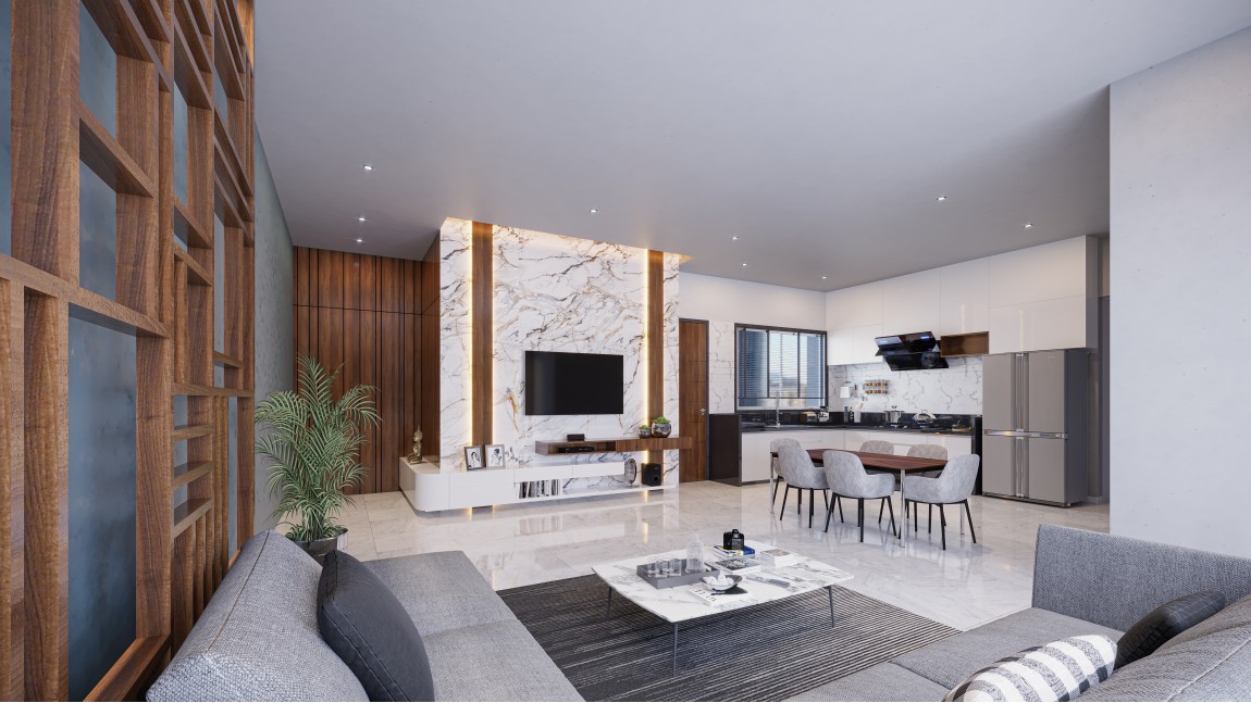 Elegant Midday Blue Livingroom Concept